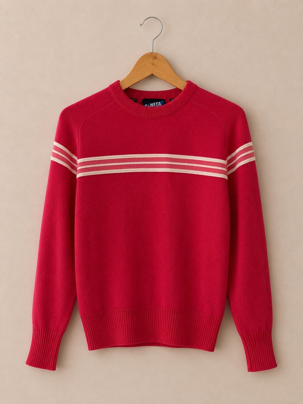 Vintage NWT White Stag Stripe Sweater | Women’s Medium | 100% Wool